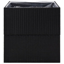 Berkfield Garden Planter Black 80X80X80 Cm Poly Rattan - thumbnail 4