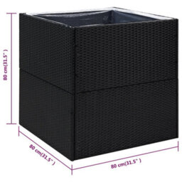 Berkfield Garden Planter Black 80X80X80 Cm Poly Rattan - thumbnail 6
