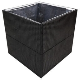 Berkfield Garden Planter Black 80X80X80 Cm Poly Rattan - thumbnail 3
