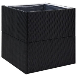 Berkfield Garden Planter Black 80X80X80 Cm Poly Rattan - thumbnail 2