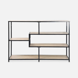 Sweeek. 5-Level Industrial Bookshelf In Metal And Wood Effect Loft Natural 114X33X78 Cm - thumbnail 4