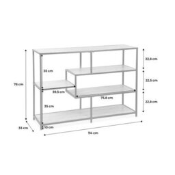 Sweeek. 5-Level Industrial Bookshelf In Metal And Wood Effect Loft Natural 114X33X78 Cm - thumbnail 7