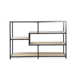 Sweeek. 5-Level Industrial Bookshelf In Metal And Wood Effect Loft Natural 114X33X78 Cm - thumbnail 8