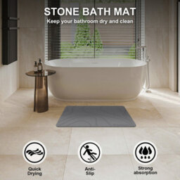 Fino Stone Stone Bath Mat Diatomaceous Earth Shower Mat Non-Slip Super Absorbent Diatomite Stone Mats For Bathroom Floor Quick-Drying - thumbnail 8
