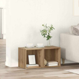 Berkfield Tv Cabinet 2 Pcs Brown 37 X 35 X 37 Cm Engineered Wood - thumbnail 1