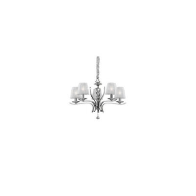 Ideal Lux Pegaso 5 Light Crystal Multi Arm Chandelier Chrome, White Finish, E14