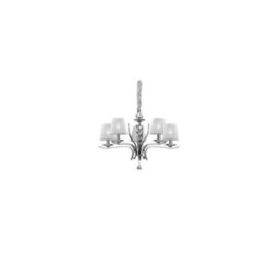 Ideal Lux Luminosa Pegaso 5 Light Crystal Multi Arm Chandelier Chrome, White Finish, E14