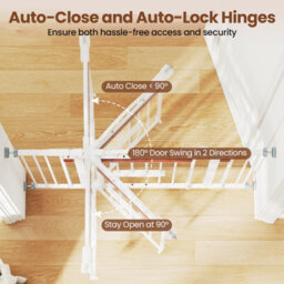 Costway Extra Wide Walk Through Pet Gate For 74-104 Cm Openings W/ Small Door-White - thumbnail 8