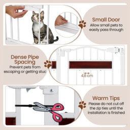 Costway Extra Wide Walk Through Pet Gate For 74-104 Cm Openings W/ Small Door-White - thumbnail 9