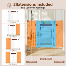 Costway Extra Wide Walk Through Pet Gate For 74-104 Cm Openings W/ Small Door-White - thumbnail 6