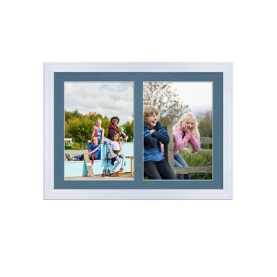 AK Frames 20X14 White Classic Multi Photo Frame With Pompadour Mount - Holds 2 Apertures (2X) A4 Photos - image 1