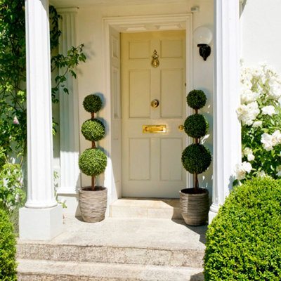 Greenbrokers 2 X Artificial Triple Ball Topiary Trees 120Cm/4Ft - image 1