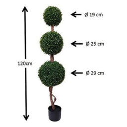 Greenbrokers 2 X Artificial Triple Ball Topiary Trees 120Cm/4Ft - thumbnail 2