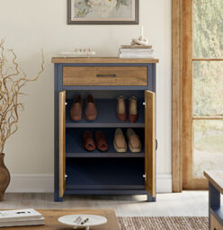 Baumhaus Splash Of Blue - Shoe Storage Cupboard With Drawer - thumbnail 1