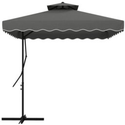 Outsunny 2.5M Square Cantilever Garden Parasol Umbrella With Cross Base, Grey - thumbnail 2