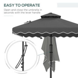 Outsunny 2.5M Square Cantilever Garden Parasol Umbrella With Cross Base, Grey - thumbnail 4