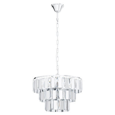 Elegant Chrome Pendant Ceiling Light With Clear Crystal Shade - E14 Bulb Compatible - image 1