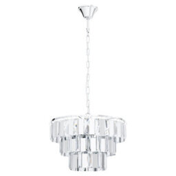 Elegant Chrome Pendant Ceiling Light With Clear Crystal Shade - E14 Bulb Compatible - thumbnail 1