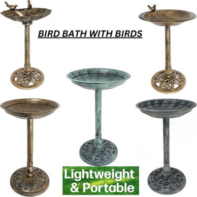 Divchi Bird Bath For Garden Freestanding Feeder Bowl Pedestal For Outdoors Patio Yard & Lawn Bronze - image 1