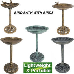 Divchi Bird Bath For Garden Freestanding Feeder Bowl Pedestal For Outdoors Patio Yard & Lawn Bronze - thumbnail 1