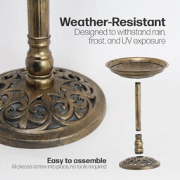 Divchi Bird Bath For Garden Freestanding Feeder Bowl Pedestal For Outdoors Patio Yard & Lawn Bronze - thumbnail 5