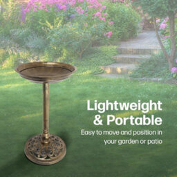 Divchi Bird Bath For Garden Freestanding Feeder Bowl Pedestal For Outdoors Patio Yard & Lawn Bronze - thumbnail 4