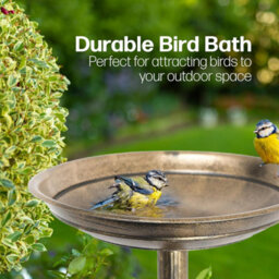 Divchi Bird Bath For Garden Freestanding Feeder Bowl Pedestal For Outdoors Patio Yard & Lawn Bronze - thumbnail 3