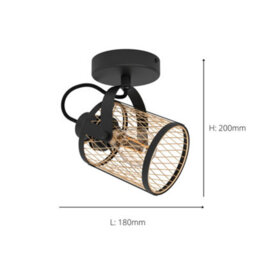 Eglo Dellow Black Steel Lattice Style Adjustable Wall Or Ceiling Spotlight - thumbnail 4