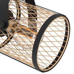 Eglo Dellow Black Steel Lattice Style Adjustable Wall Or Ceiling Spotlight - thumbnail 3