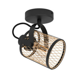Eglo Dellow Black Steel Lattice Style Adjustable Wall Or Ceiling Spotlight - thumbnail 2