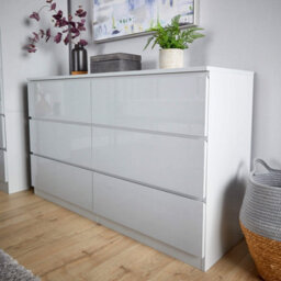 Home Source Lugano Grey 6 Drawer Wide Chest Of Drawers High Gloss Drawer Fronts - thumbnail 3