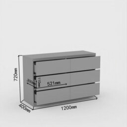 Home Source Lugano Grey 6 Drawer Wide Chest Of Drawers High Gloss Drawer Fronts - thumbnail 9