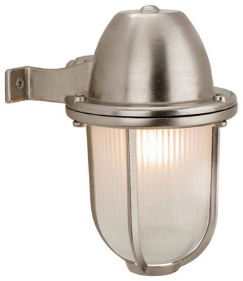 Luminosa Lighting Luminosa Nautic 1 Light Outdoor Wall Light Nickel, Frosted Glass Ip64, E27