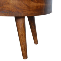 Matteo Solid Mango Wood Round Coffee Table With 2 Drawers - Dark Brown - thumbnail 5