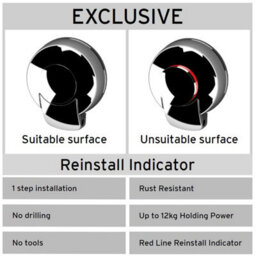 Showerdrape Suctionloc Chrome Steel Suction Wall Mounted Toilet Roll Holder With Mounting Disc - thumbnail 4