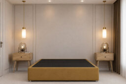 "Nexus Tuscany Plush Divan, Mustard, 26"" Headboard, No Drawers, Open Coil Mattress, Single" - thumbnail 4