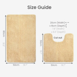 Allure Bath Fashions Deep Pile Microfibre Non Slip Bath Mat Set - Beige - thumbnail 7