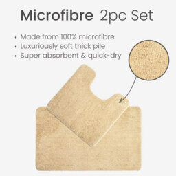 Allure Bath Fashions Deep Pile Microfibre Non Slip Bath Mat Set - Beige - thumbnail 6