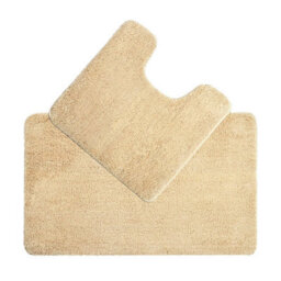 Allure Bath Fashions Deep Pile Microfibre Non Slip Bath Mat Set - Beige - thumbnail 1