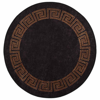 Berkfield Durable Rug Washable 120 Cm Black And Gold Anti Slip - image 1