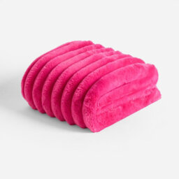 OHS Jumbo Faux Fur Fleece Throw Ribbed Fluffy Blanket - thumbnail 1