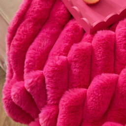 OHS Jumbo Faux Fur Fleece Throw Ribbed Fluffy Blanket - thumbnail 4