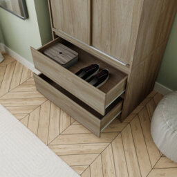 Urbn-Living Urbnliving 240Cm Oak Finish Sliding Door Wardrobe Large Storage Closet Oak Carcass Oak Doors - thumbnail 6