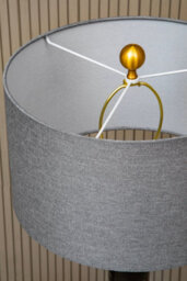 Orsina Grey Fabric Shade Table Lamp, Gold Finish Metal Stem With Marble Accents, Contemporary Lighting - thumbnail 4