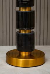 Orsina Grey Fabric Shade Table Lamp, Gold Finish Metal Stem With Marble Accents, Contemporary Lighting - thumbnail 3