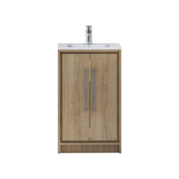 Royal Bathrooms Livora 500mm Natural Oak Cloakroom Floor Standing Vanity Unit 2 Door With Minimalist Basin - thumbnail 6