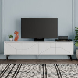 "Decortie Dune Modern Tv Unit Multimedia Centre With Storage Stylish Tv Cabinet 65"" Tvs White 180Cm" - thumbnail 1