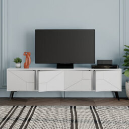 "Decortie Dune Modern Tv Unit Multimedia Centre With Storage Stylish Tv Cabinet 65"" Tvs White 180Cm" - thumbnail 5