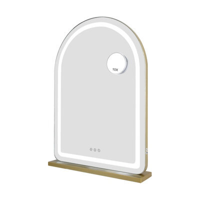 Downton Interiors Gold Metal Frame Led Vanity Dressing Tabletop Mirror 70Cm - Soho Collection - image 1