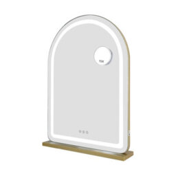 Downton Interiors Gold Metal Frame Led Vanity Dressing Tabletop Mirror 70Cm - Soho Collection - thumbnail 1